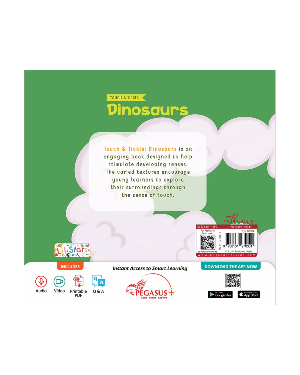Pegasus Touch & Tickle Book-Dinosaurs-10 Textured Pages For Sensory Development-Learning & Educational Toys-12M+ - Image 2