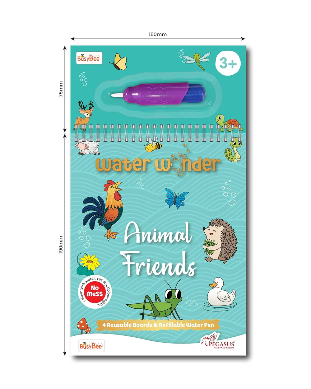 Pegasus Water Wonder Animal Friends Colouring Book-Art & Craft Kit-Develops Fine Motor Skills-36M+ - Image 3