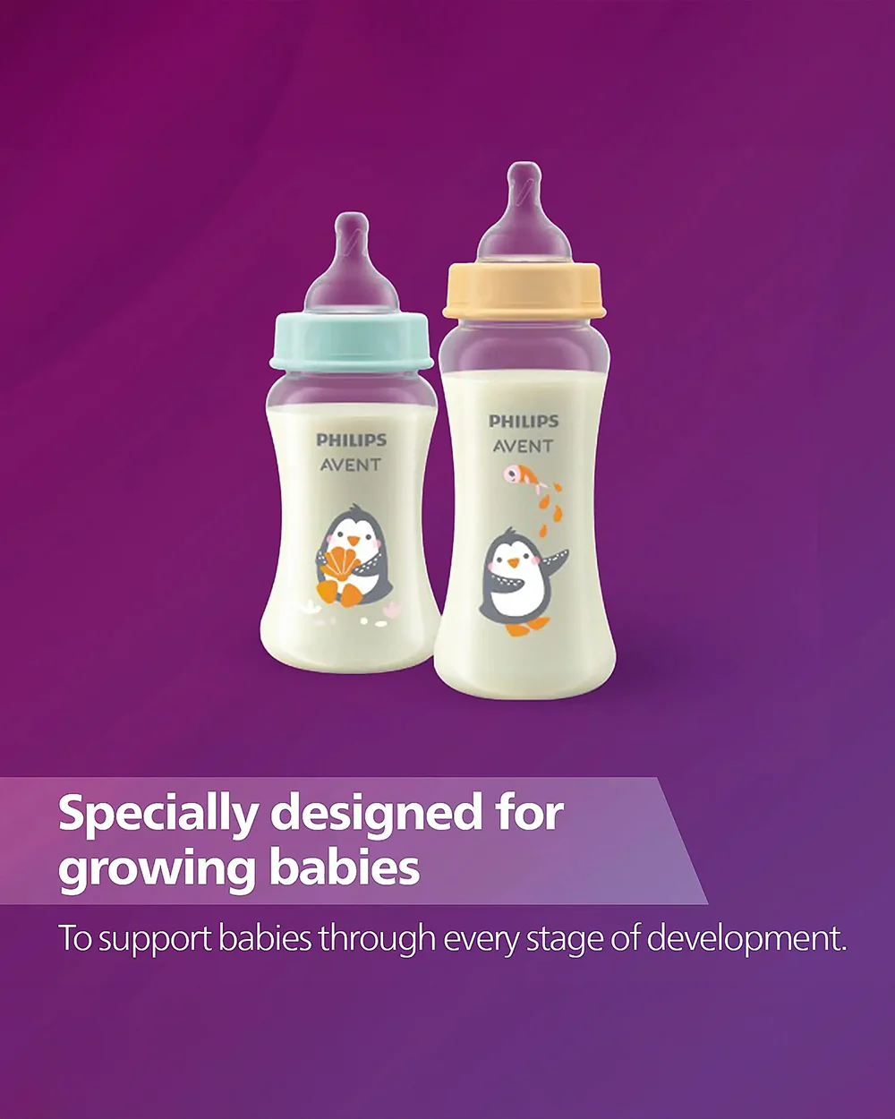 Philips Avent Grow bottle 330ml Feeding Bottle with Flow 4 Nipple-BPA Free-Peach-6M+ - Image 9