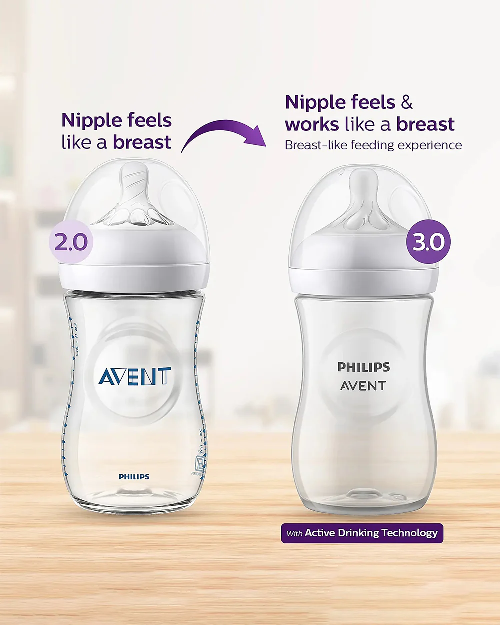 Philips Avent Natural Response Feeding Bottle-Anti Colic-260 ml-With Flow 3 Nipple-Transparent-1M+ - Image 3