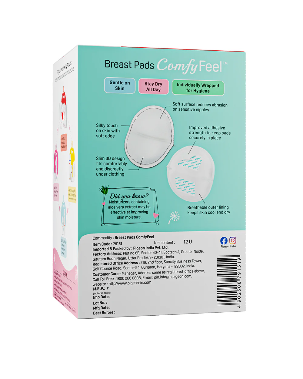 Pigeon Comfy Feel Breast Pads-With Aloe Vera Extract-Strong Adhesive & Dermatologically Tested-Pack of 12 - Image 6