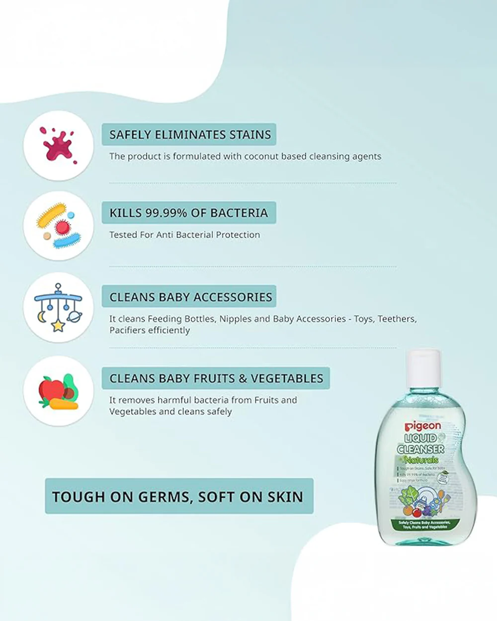 Pigeon Liquid Cleanser Bottle For Baby Feeding Bottle, Feeding Accessories, Fruits and Vegetables - Image 4