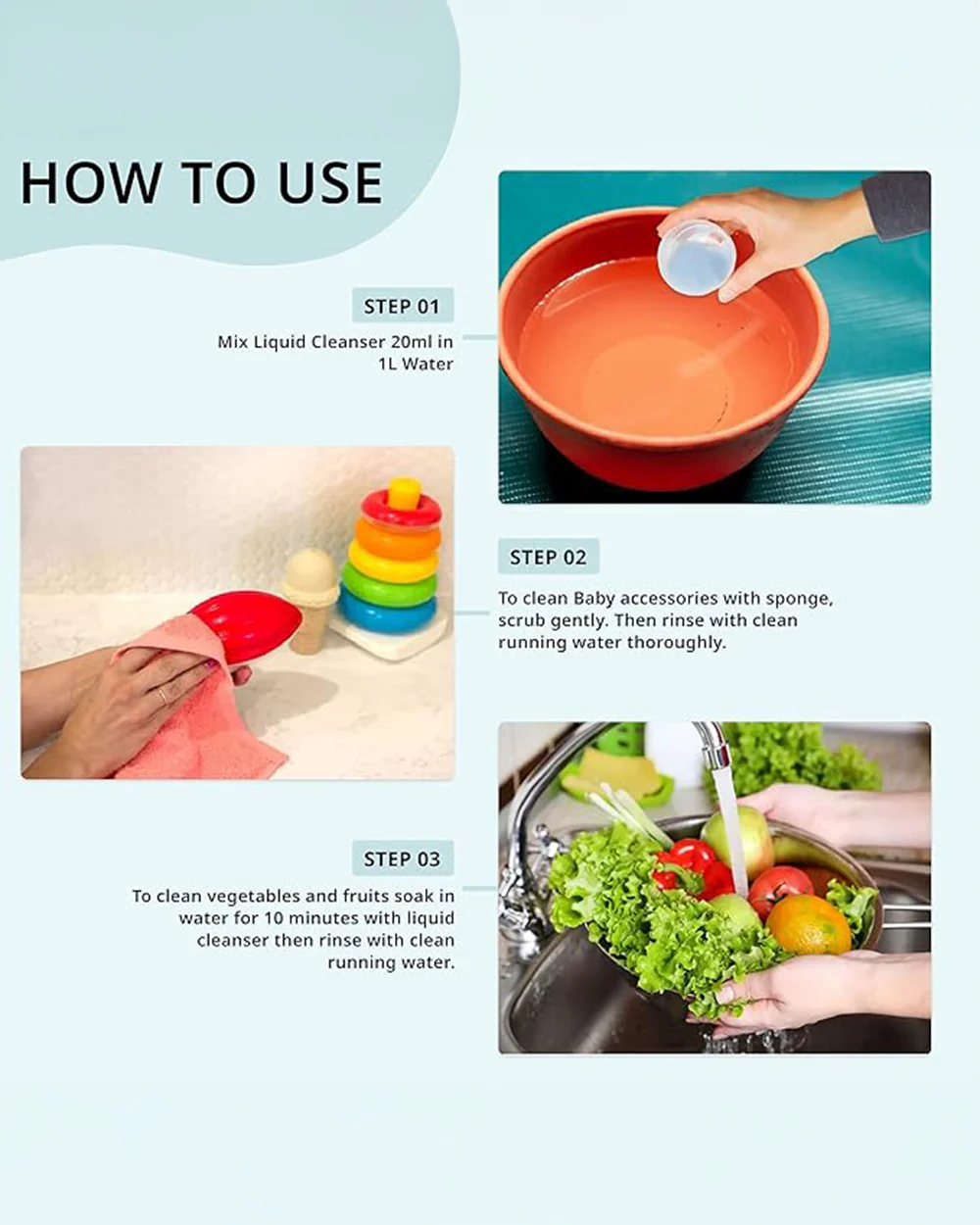 Pigeon Liquid Cleanser Bottle For Baby Feeding Bottle, Feeding Accessories, Fruits and Vegetables - Image 5