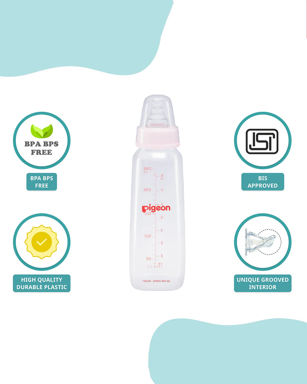 Pigeon Peristaltic Narrow Neck Feeding Bottle-Anti Colic-Adjustable Flow-240 ml-Large Size Nipple-Pink-9M+ - Image 6