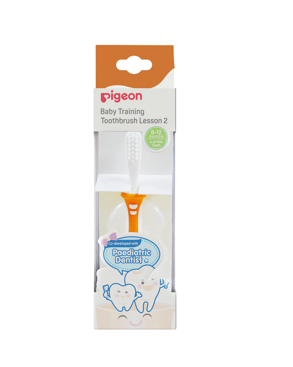 Pigeon Training Baby Toothbrush-Lesson 2-8 to 12M-Orange - Image 3