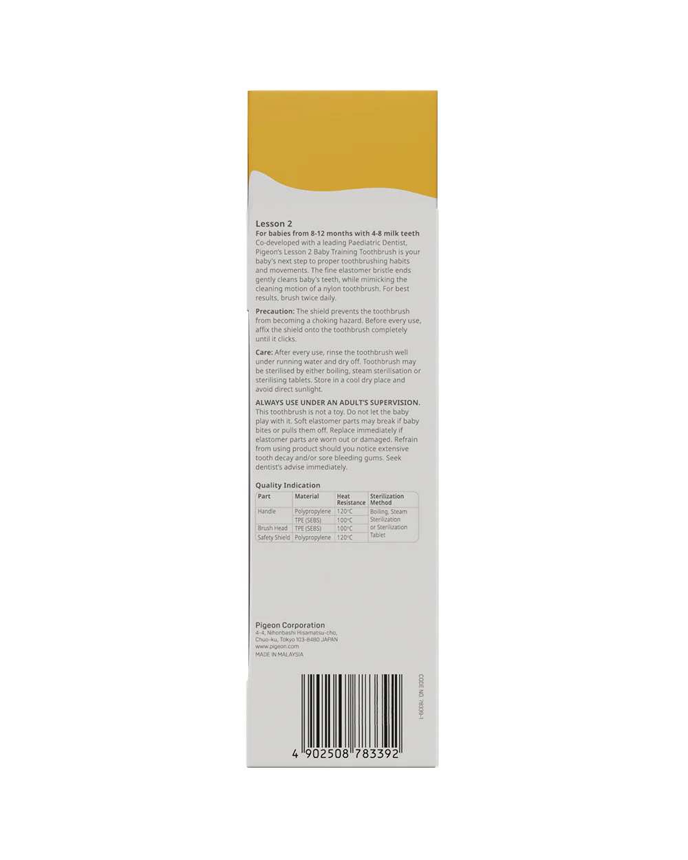 Pigeon Training Baby Toothbrush-Lesson 2-8 to 12M-Orange - Image 6