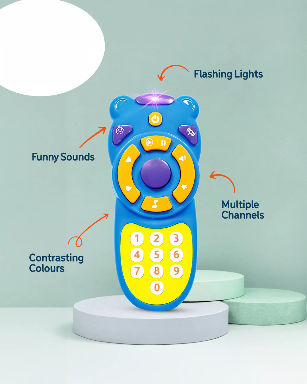 Pinokio Remo Play Remote Control-Interactive Musical TV Remote-Safe & Durable-9 Tunes, Vibrant Lights & Playful Sound Effects-Musical Toy-Blue - Image 4