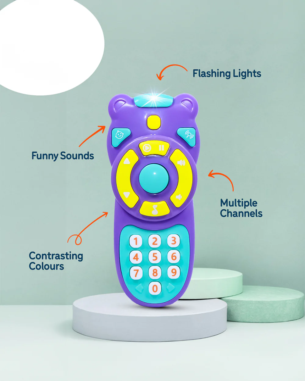 Pinokio Remo Play Remote Control-Interactive Musical TV Remote-Safe & Durable-9 Tunes, Vibrant Lights & Playful Sound Effects-Musical Toy-Purple - Image 4