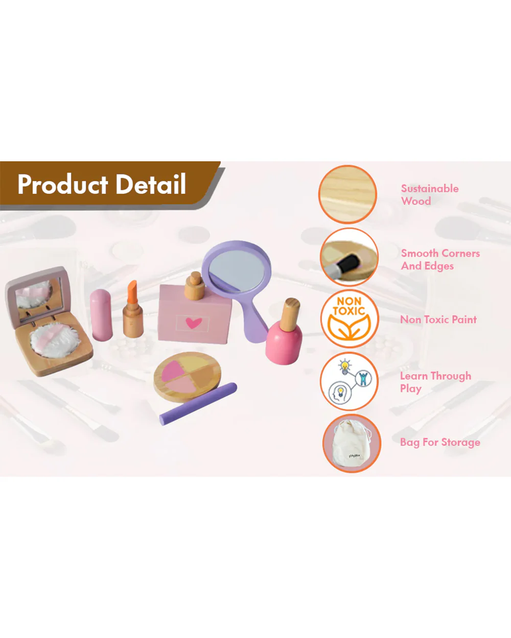 Playbox Glam It Up Beauty Set-Pretend & Play Toy-Encourages Role Play-Non Toxic Wood-12M+ - Image 5