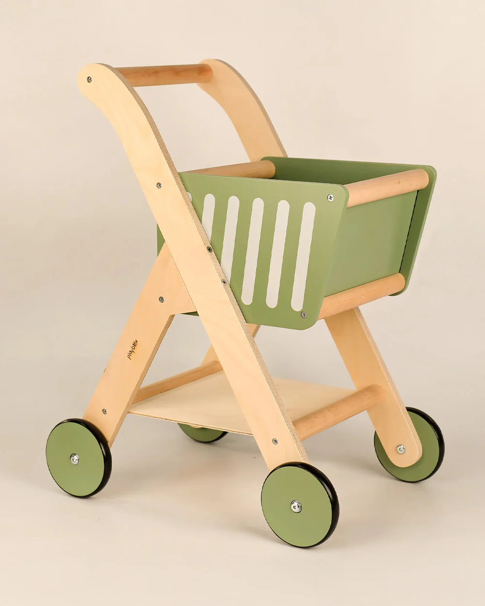 Playbox Shop N Roll Shopping Trolley-Pretend & Play Toy-Eco Friendly Wood-Encourages Role Play-Green-12M+ - Image 2