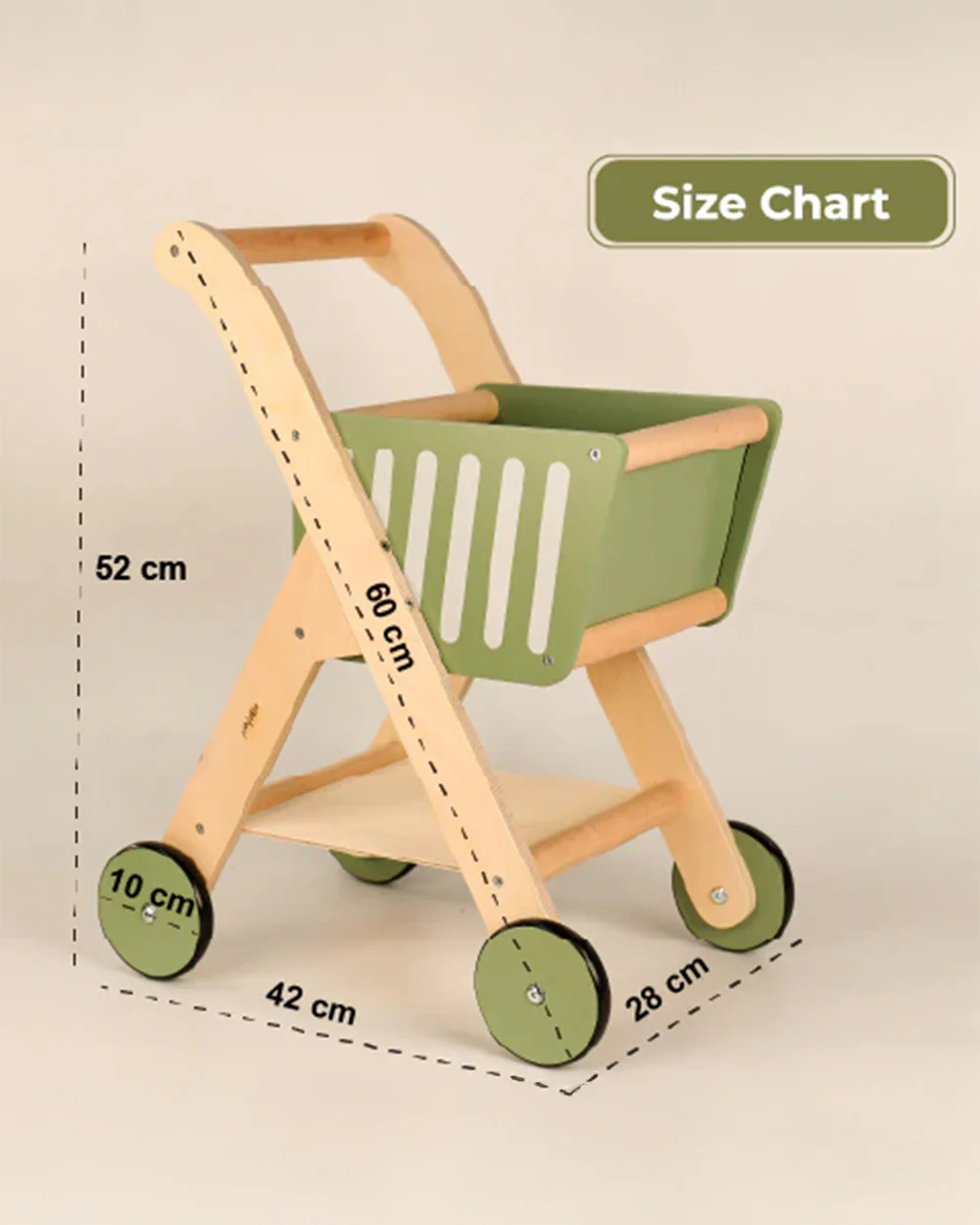 Playbox Shop N Roll Shopping Trolley-Pretend & Play Toy-Eco Friendly Wood-Encourages Role Play-Green-12M+ - Image 6