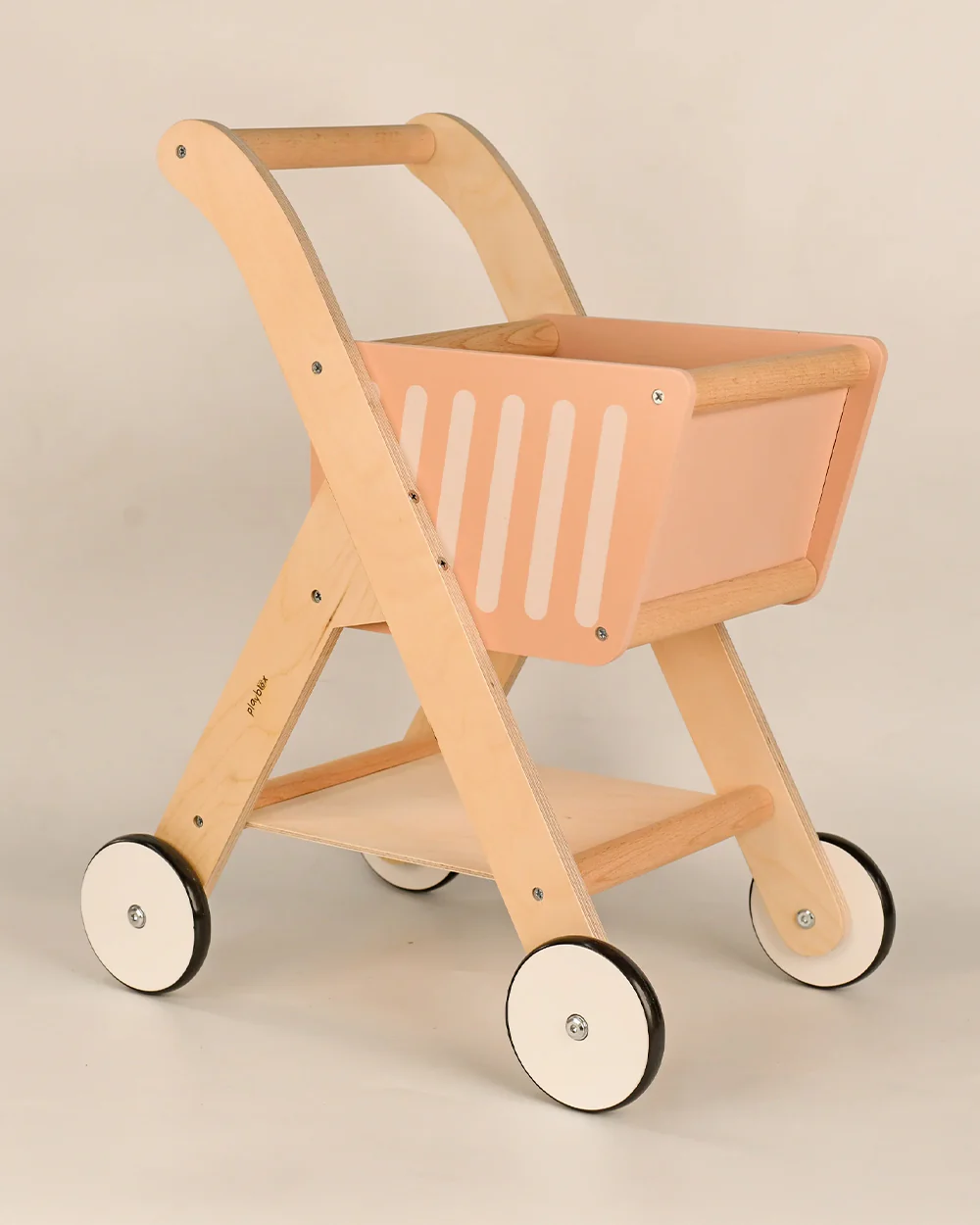 Playbox Shop N Roll Shopping Trolley-Pretend & Play Toy-Eco Friendly Wood-Encourages Role Play-Pink-12M+ - Image 2