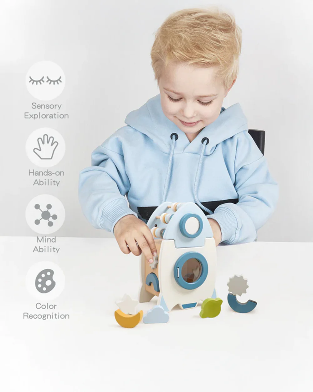 Playbox Spaceship-Includes 7 Pieces-Enhances Hand Eye Coordination-Shape Sorter & Stacker-Learning & Educational Toys-12M+ - Image 2