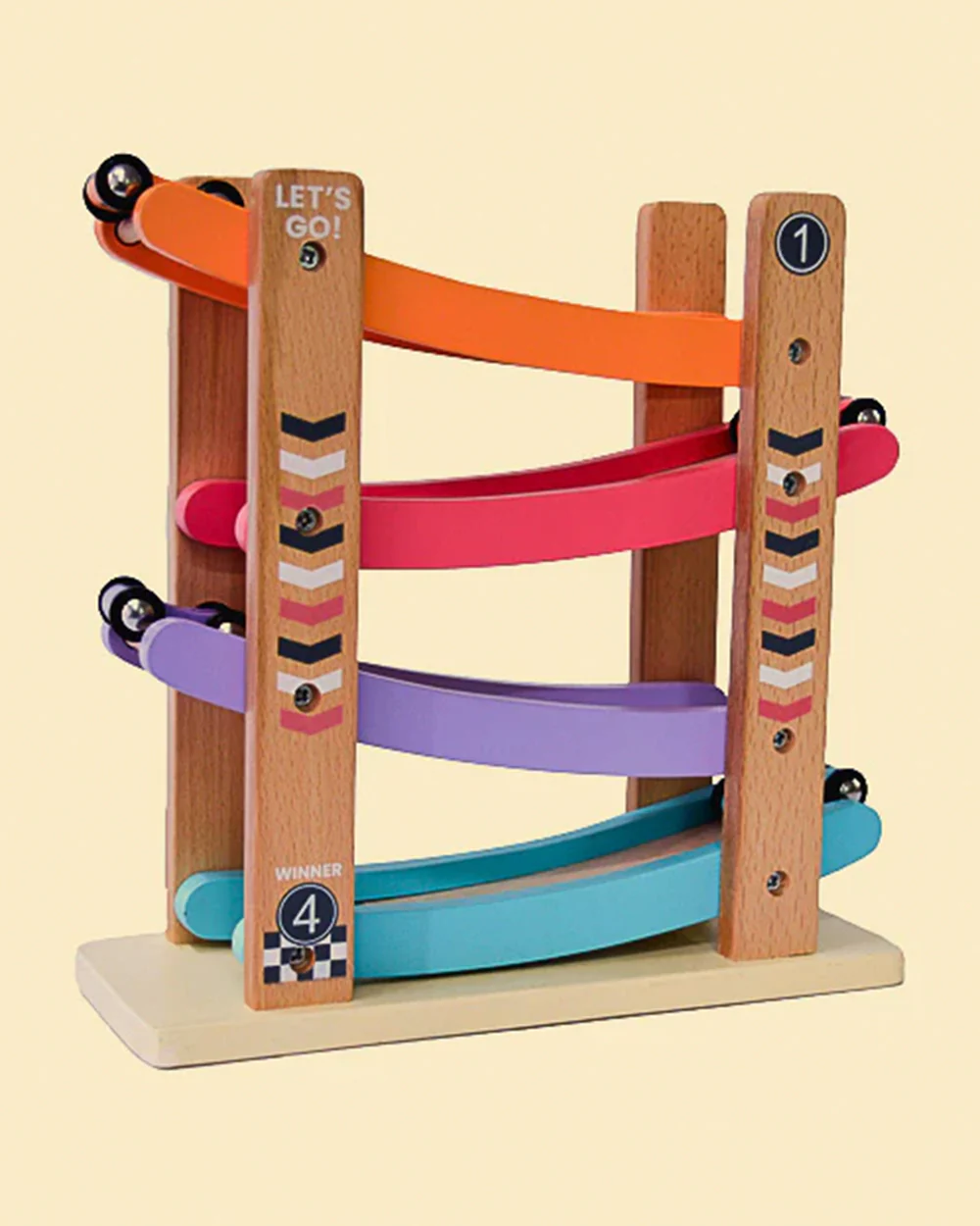 Playbox Speedy Wheels-Vehicle Toy-Includes 4 Wooden Cars-Enhances Motor Skills-12M+ - Image 8