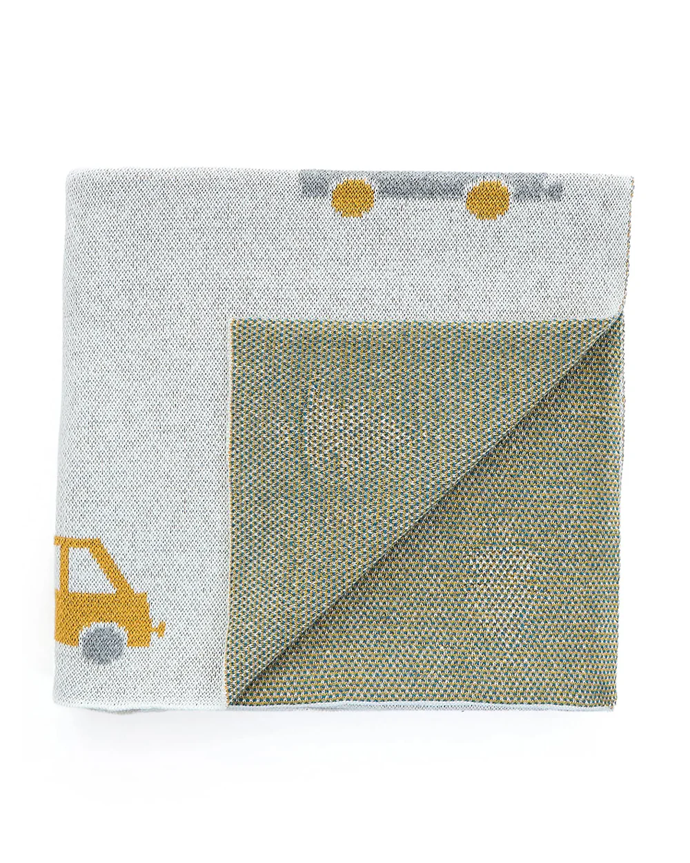 Pluchi Countryside Cars Knitted Baby Blanket-100% Cotton-Light Grey-For Infants - Image 2