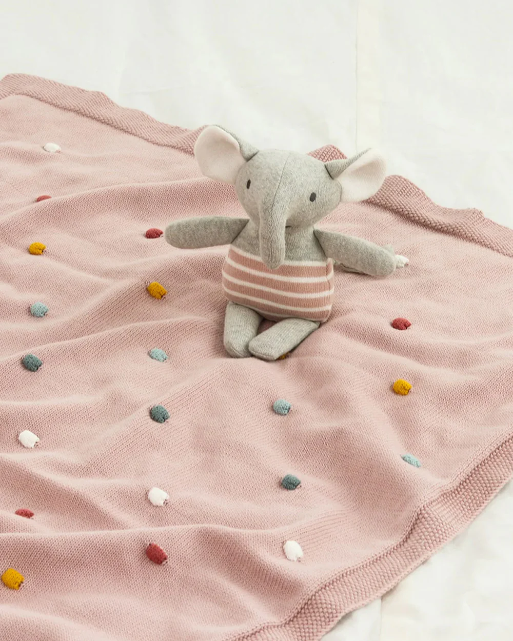 Pluchi Cute as a Button Gift Bundle-With Blanket & Toy Elephant-Pack of 2-Gift For Baby Shower & Baby Birthday-Pink - Image 2