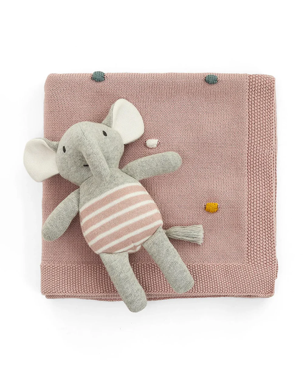 Pluchi Cute as a Button Gift Bundle-With Blanket & Toy Elephant-Pack of 2-Gift For Baby Shower & Baby Birthday-Pink - Image 4