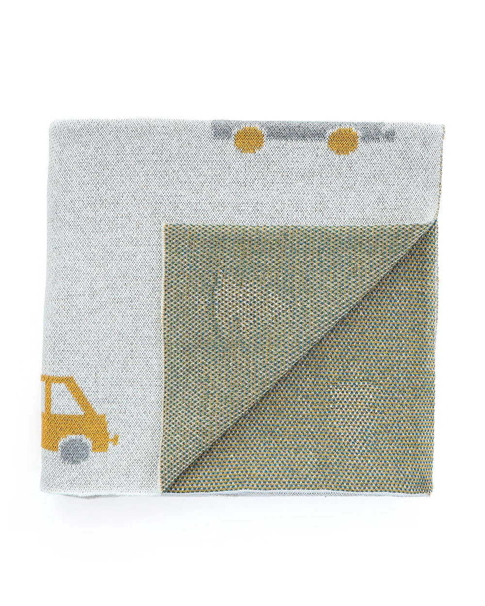 Pluchi Cute Cars Knitted Baby Blanket-100% Cotton-Light Grey-For Infants - Image 3