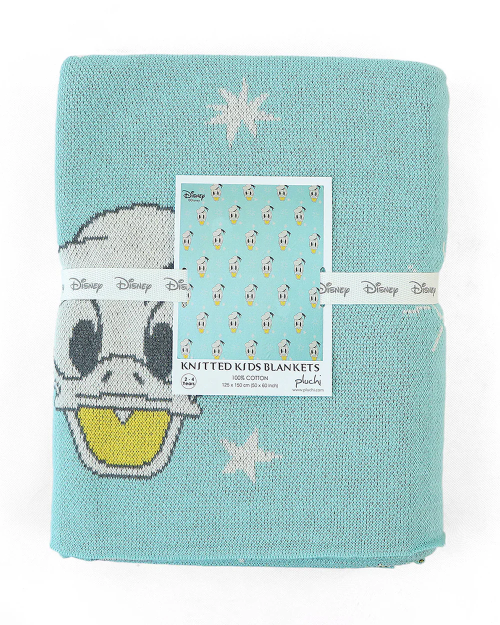 Pluchi Donald Duck Disney Knitted Baby Blanket-Ultra Soft 100% Organic Cotton-All Seasons AC Blanket-Pearl Aqua-For Toddlers - Image 6