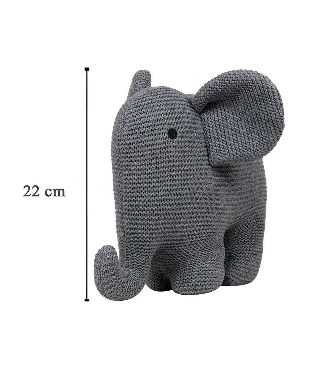 Pluchi Elephant Grey 100% Cotton Knitted Soft Toy-Promotes Tactile Stimulation-Plush Cuddly Toy For Newborn - Image 4