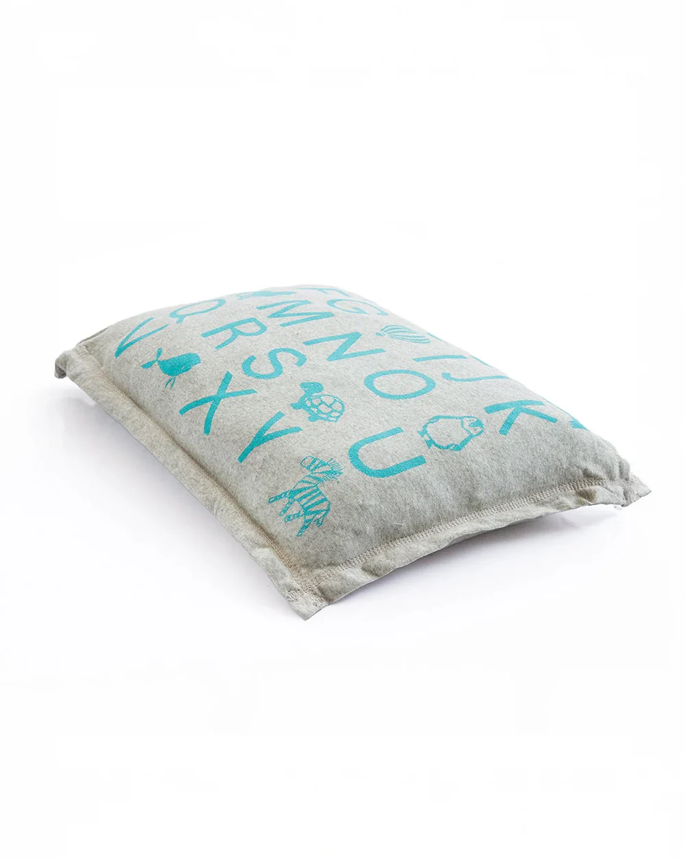 Pluchi Fitted Cot Bedsheet & Pillow Set-Knitted Cotton-Alphabet-Grey & Blue-For Infants - Image 10