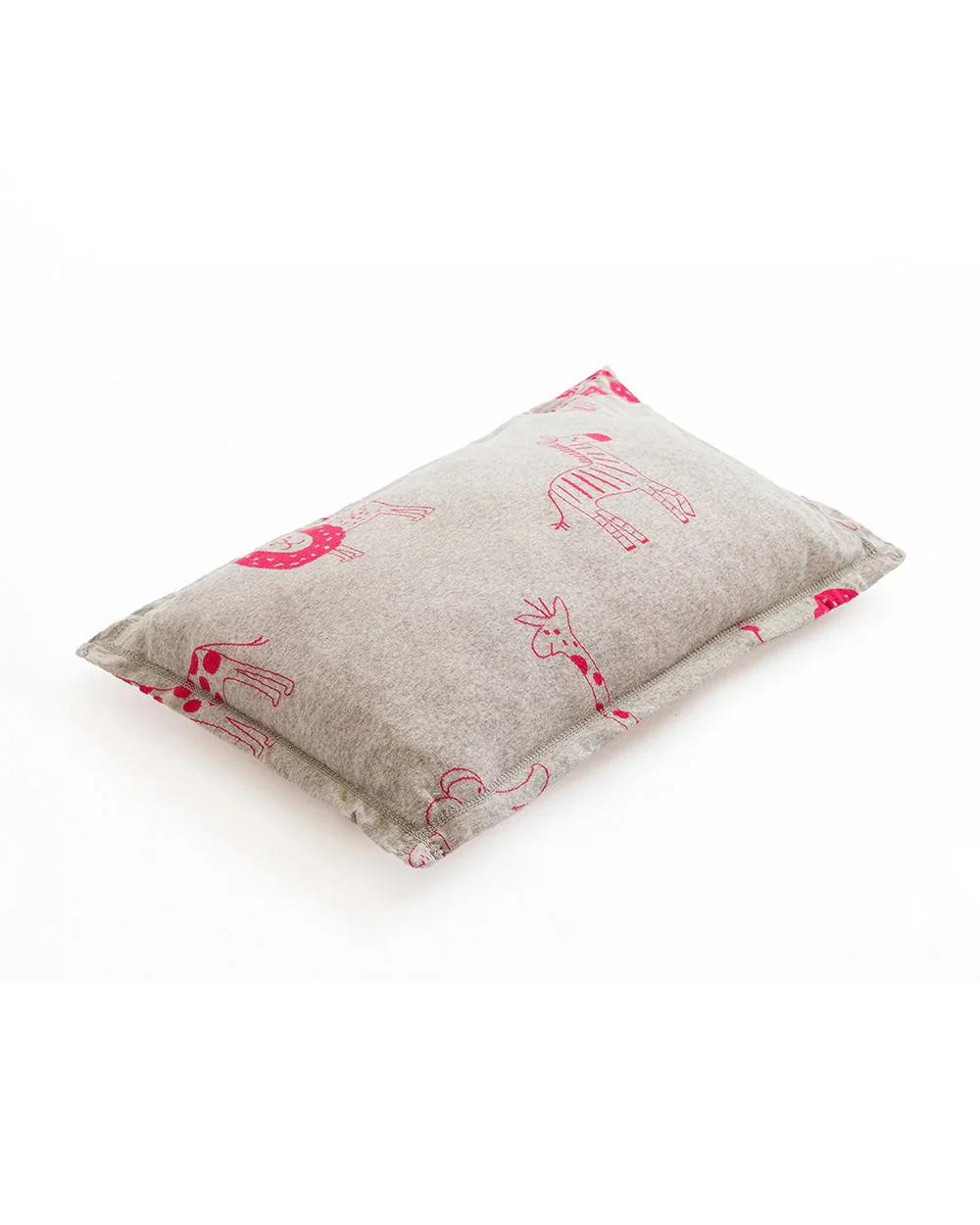 Pluchi Fitted Cot Bedsheet & Pillow Set-Knitted Cotton-Jungle Safari-Grey & Pink-For Infants - Image 11
