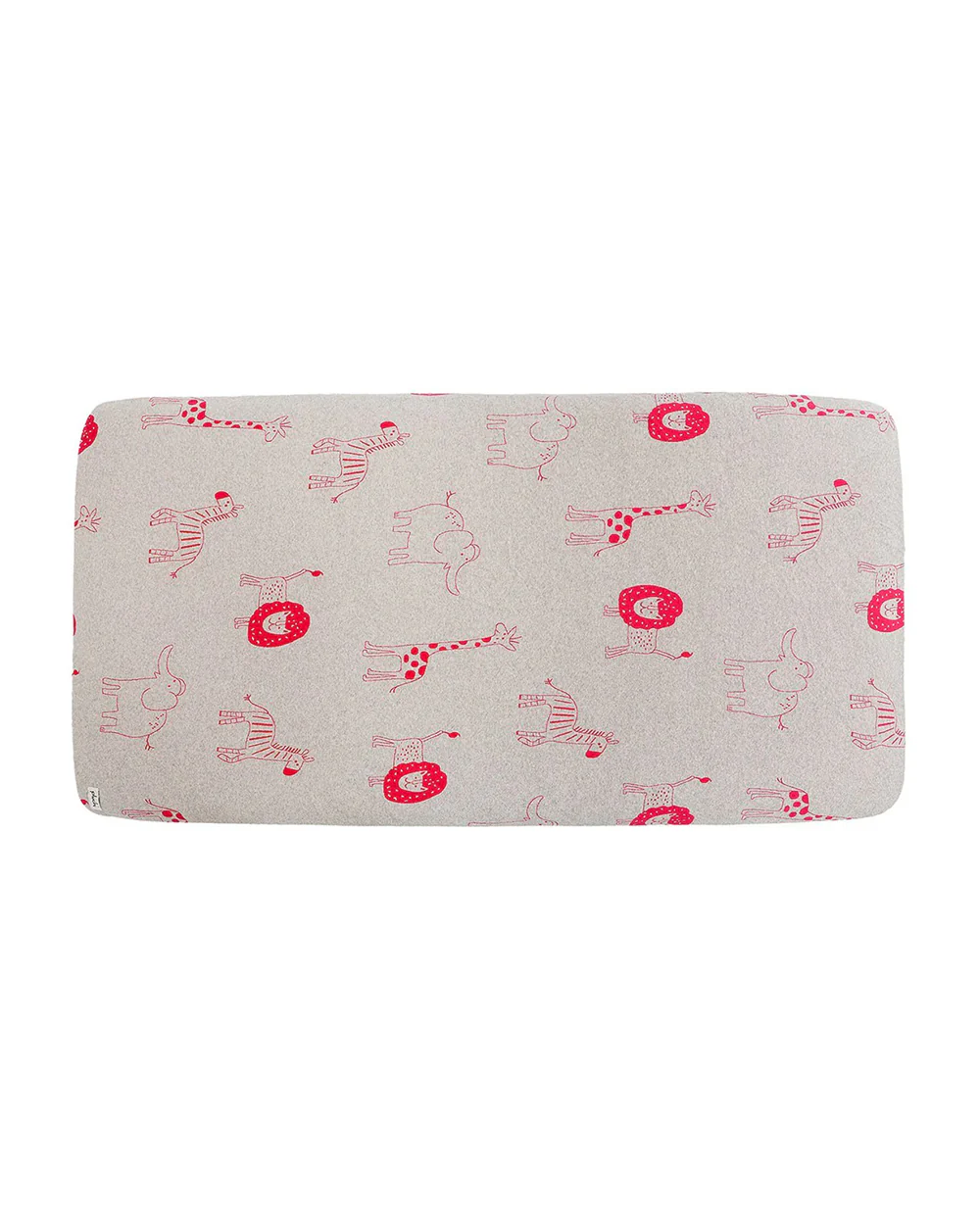 Pluchi Fitted Cot Bedsheet & Pillow Set-Knitted Cotton-Jungle Safari-Grey & Pink-For Infants - Image 13