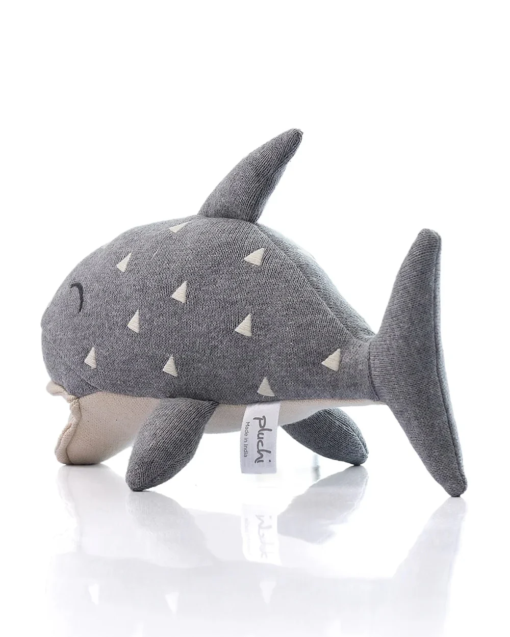 Pluchi Grey Baby Shark Soft Toy-Promotes Tactile Stimulation-Easily Washable-Knitted Soft Toy-Plush Cuddly Toy For Newborn - Image 2