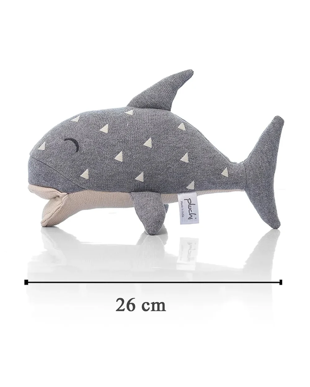 Pluchi Grey Baby Shark Soft Toy-Promotes Tactile Stimulation-Easily Washable-Knitted Soft Toy-Plush Cuddly Toy For Newborn - Image 4