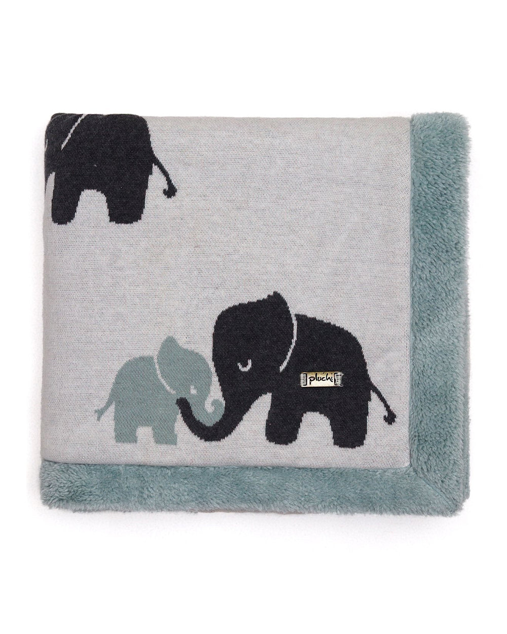 Pluchi Indian Elephant Knitted Baby Blanket-Combed Cotton Blanket with Faux Fur Back-Pastel Green-For Infants - Image 3