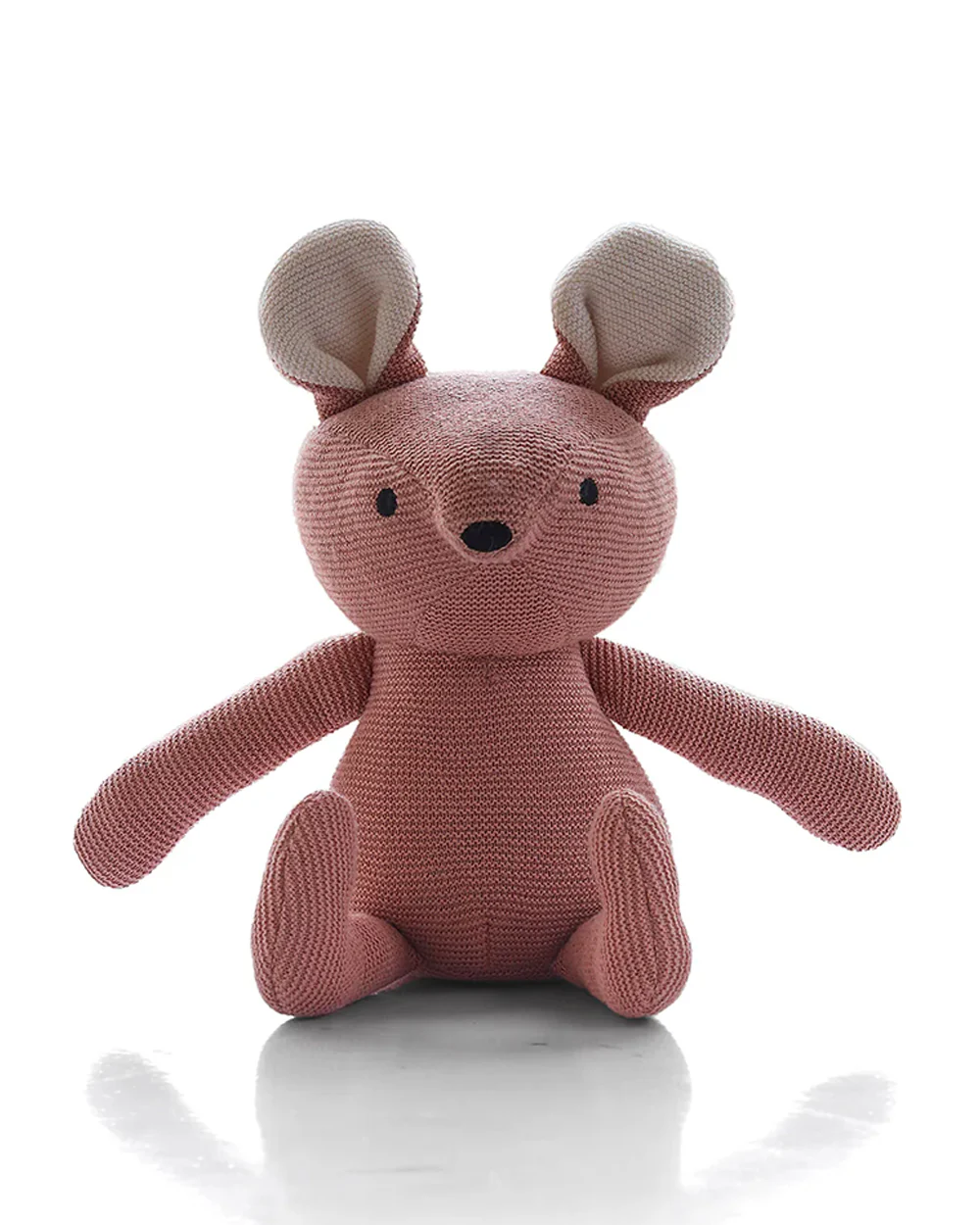 Pluchi Jerry Mouse Blush Pink Cotton Knitted Soft Toy-Promotes Visual Stimulation-Plush Cuddly Toy For Newborn