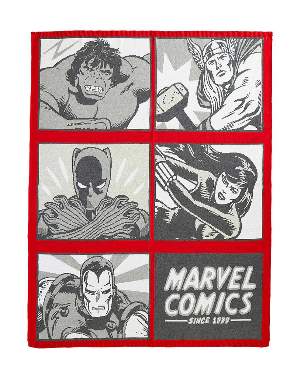 Pluchi Marvel Cosmics Knitted Baby Blanket-100% Cotton-All Seasons AC Blanket-Grey & Red-For Toddlers
