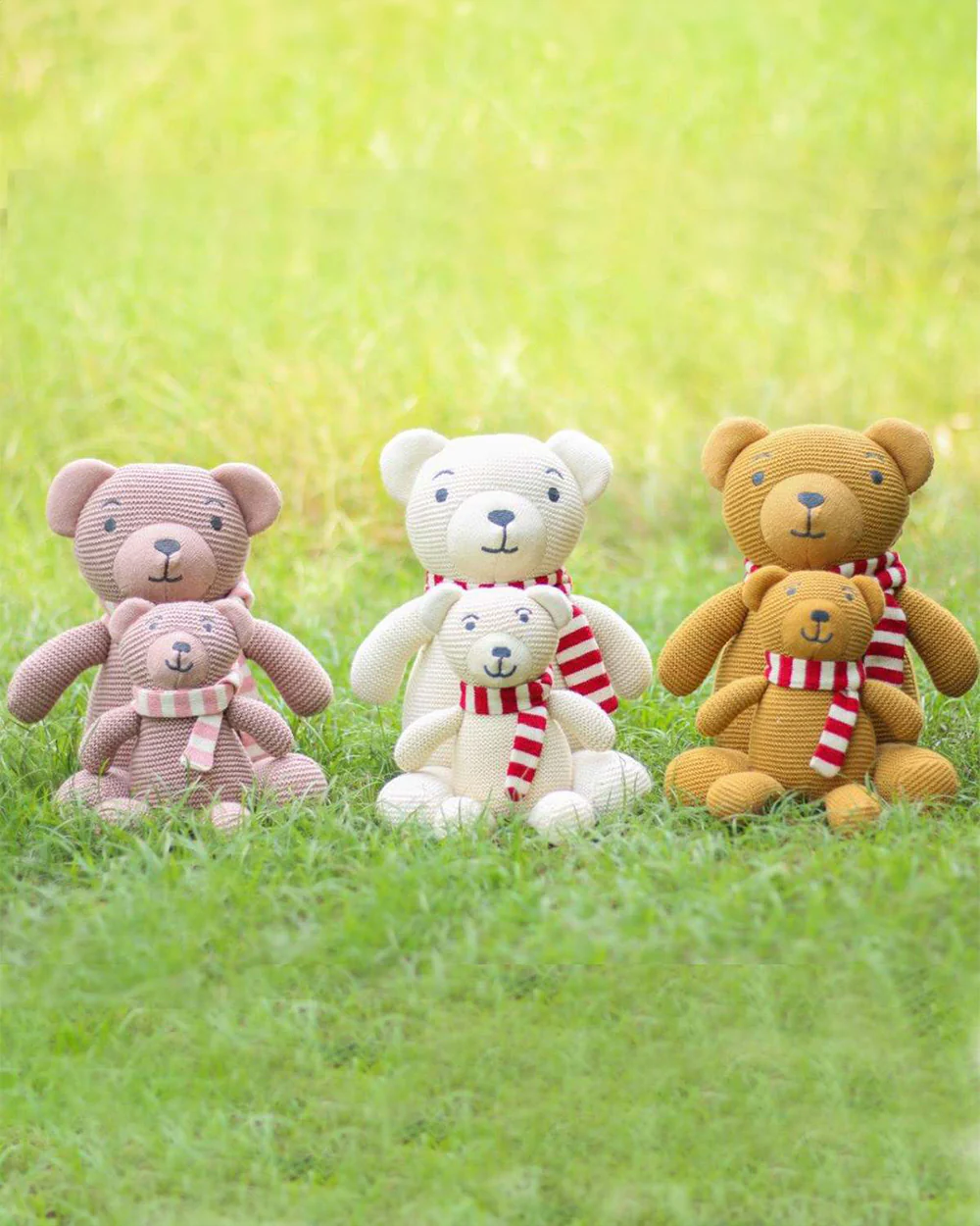 Pluchi Natural & Red Mumma Bear-Promotes Tactile Stimulation-Easily Washable-Knitted Soft Toy-Plush Cuddly Toy For Newborn - Image 8