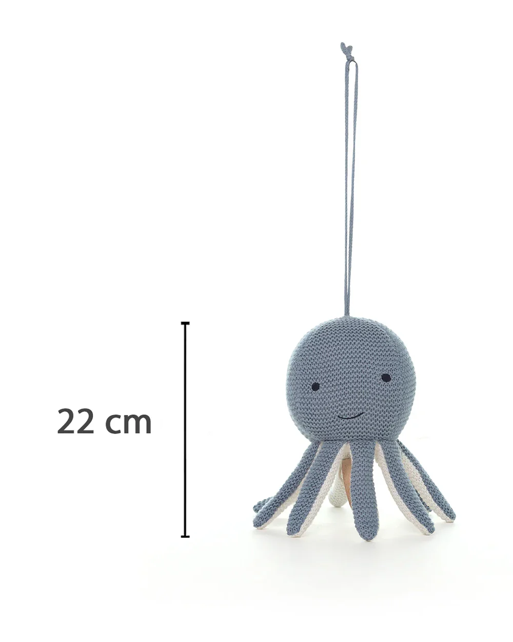 Pluchi Ozy Smoke Blue & Ivory Octopus Soft Music Toy-Soothing Music-Promotes Tactile Stimulation-Easily Washable-Knitted Soft Music Toy-Plush Cuddly Toy For Newborn - Image 6