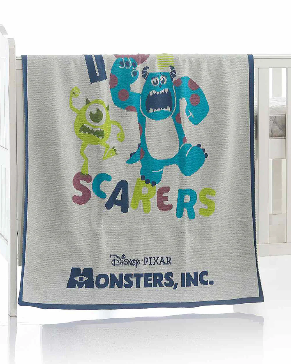 Pluchi Top Scarers Monsters Knitted Baby Blanket-100% Cotton-All Seasons AC Blanket-Ivory Grey-For Infants - Image 2