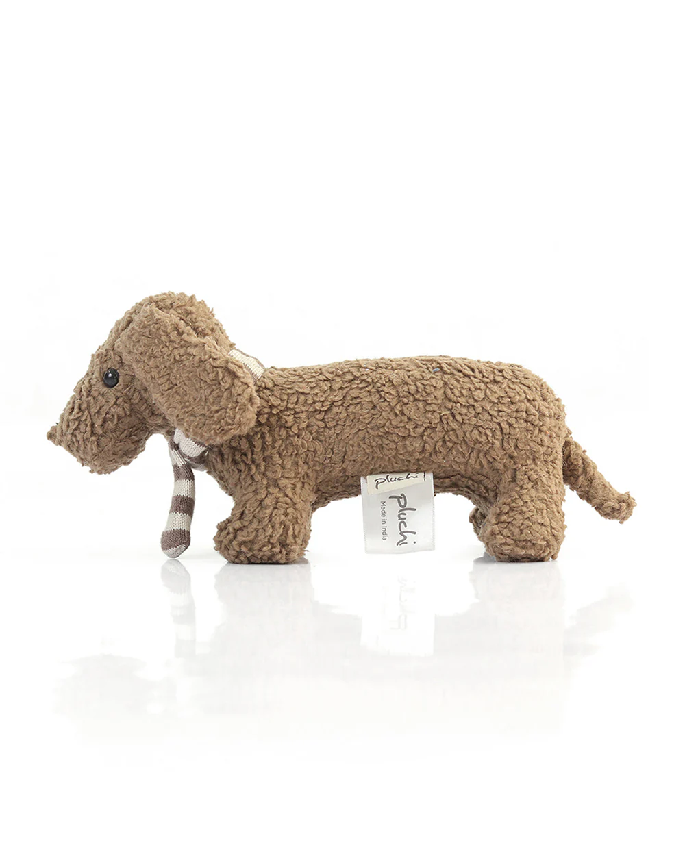 Pluchi Warm Grey Bruno Dog-Promotes Tactile Stimulation-Easily Washable-Knitted Soft Toy-Plush Cuddly Toy For Newborn