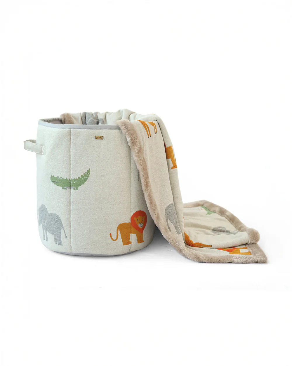 Pluchi Wild Safari Large Laundry Basket-Organic Cotton Knitted-With Handle-Multicolor-For Clothes & Toys - Image 4