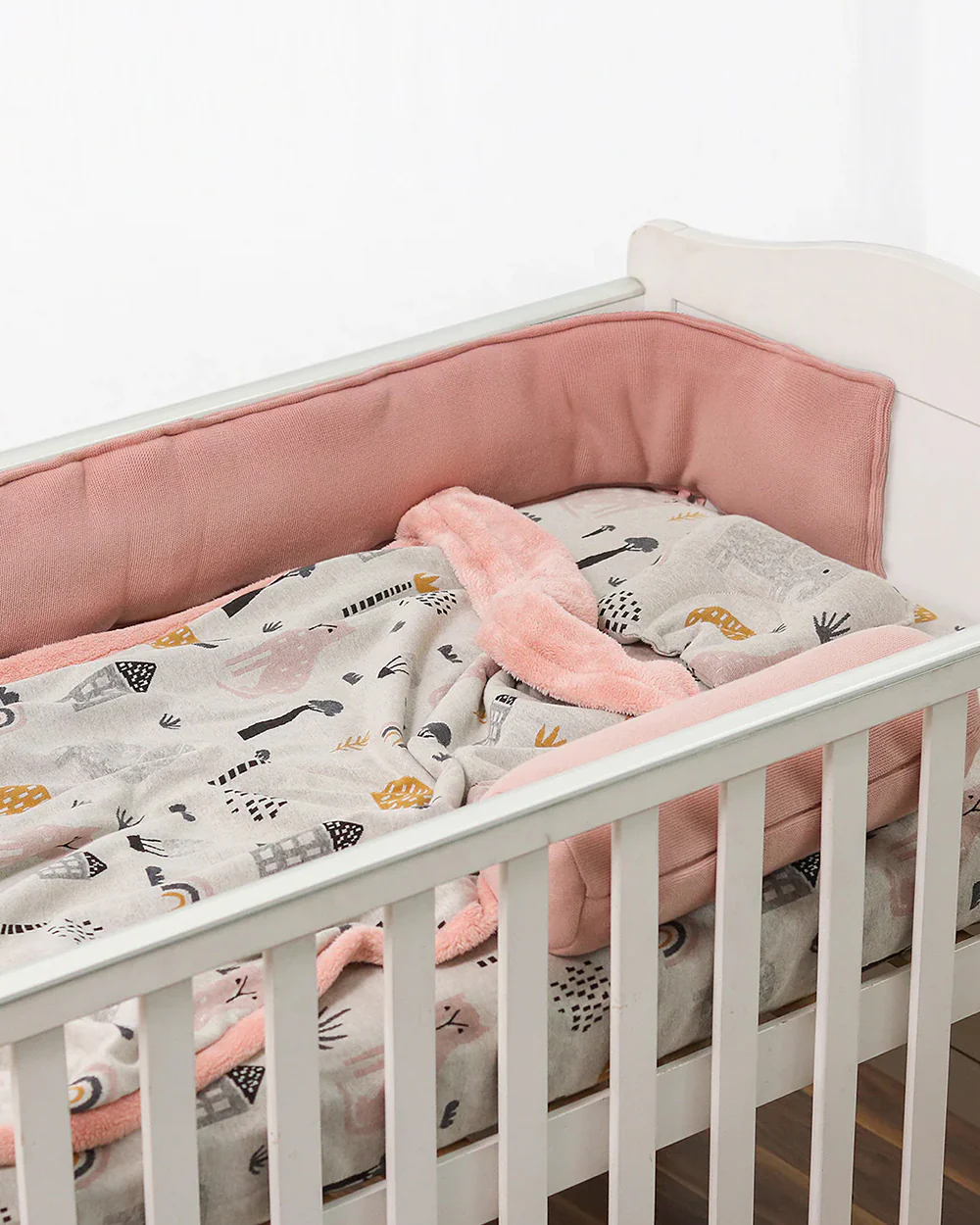 Pluchi Woodland Knitted Baby Blanket-Combed Cotton Blanket with Faux Fur Back-Pink Pearl-For Infants - Image 7