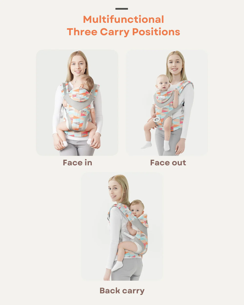 Polka Tots 3 in 1 Baby Carrier-With 3 Carrying Positions-Breathable Mesh Fabric-Adjustable Waist Belt-For 3M to 2Y (Upto 20kg)-Multicolor - Image 4