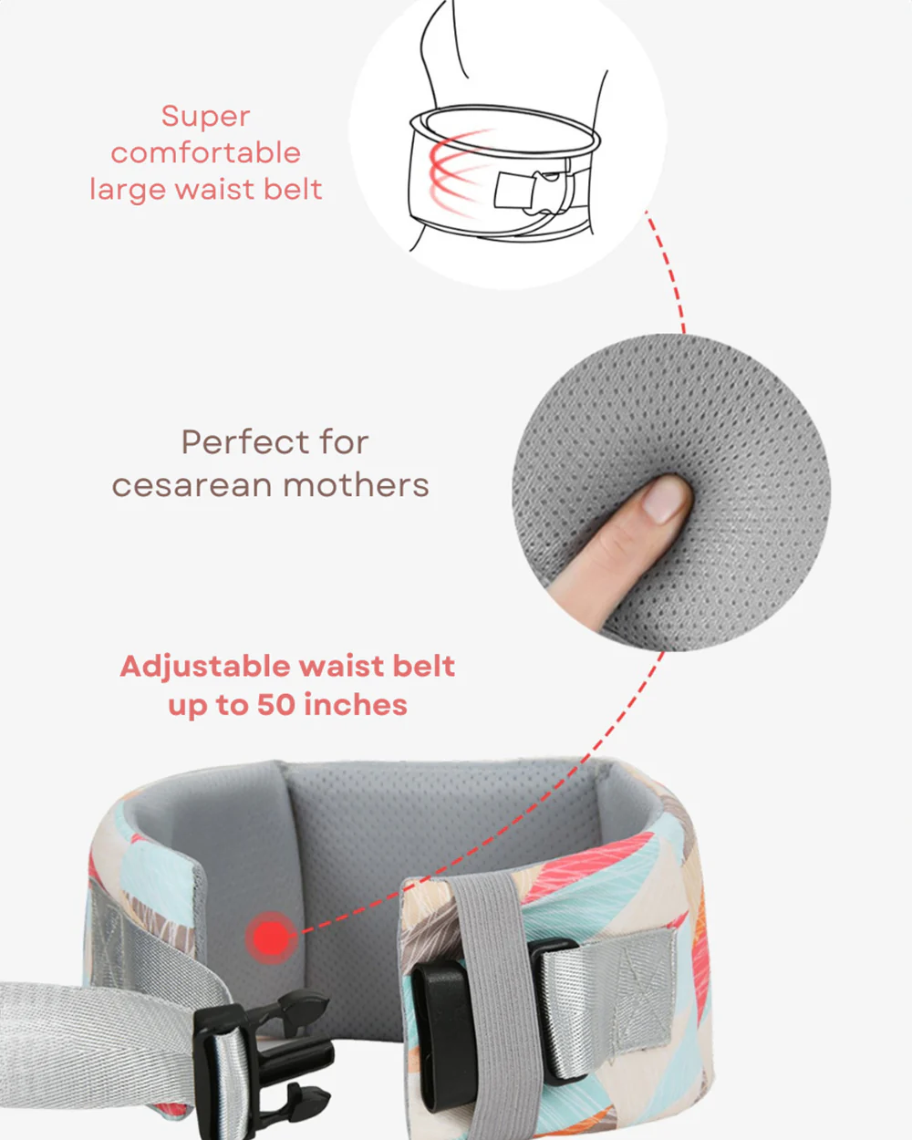 Polka Tots 3 in 1 Baby Carrier-With 3 Carrying Positions-Breathable Mesh Fabric-Adjustable Waist Belt-For 3M to 2Y (Upto 20kg)-Multicolor - Image 9