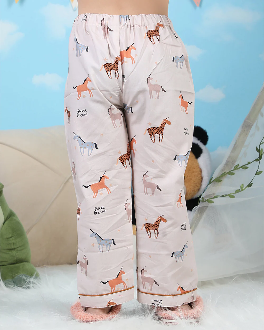 Polka Tots Beige Nightsuit-Horse Print-Cotton-For Infants - Image 6