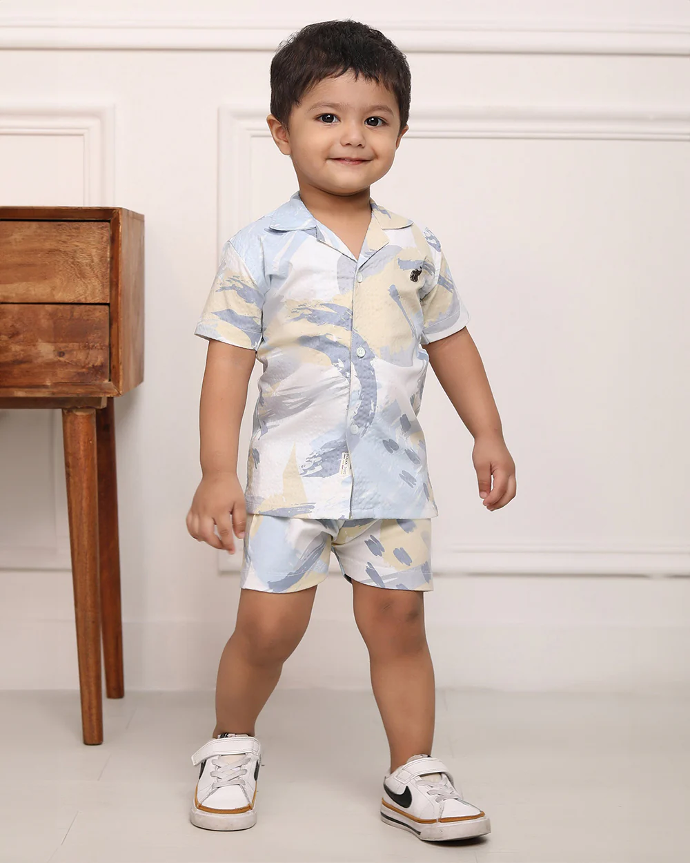 Polka Tots Blue & Yellow Coord Set-Cotton-Tie Dye-For Infants - Image 4