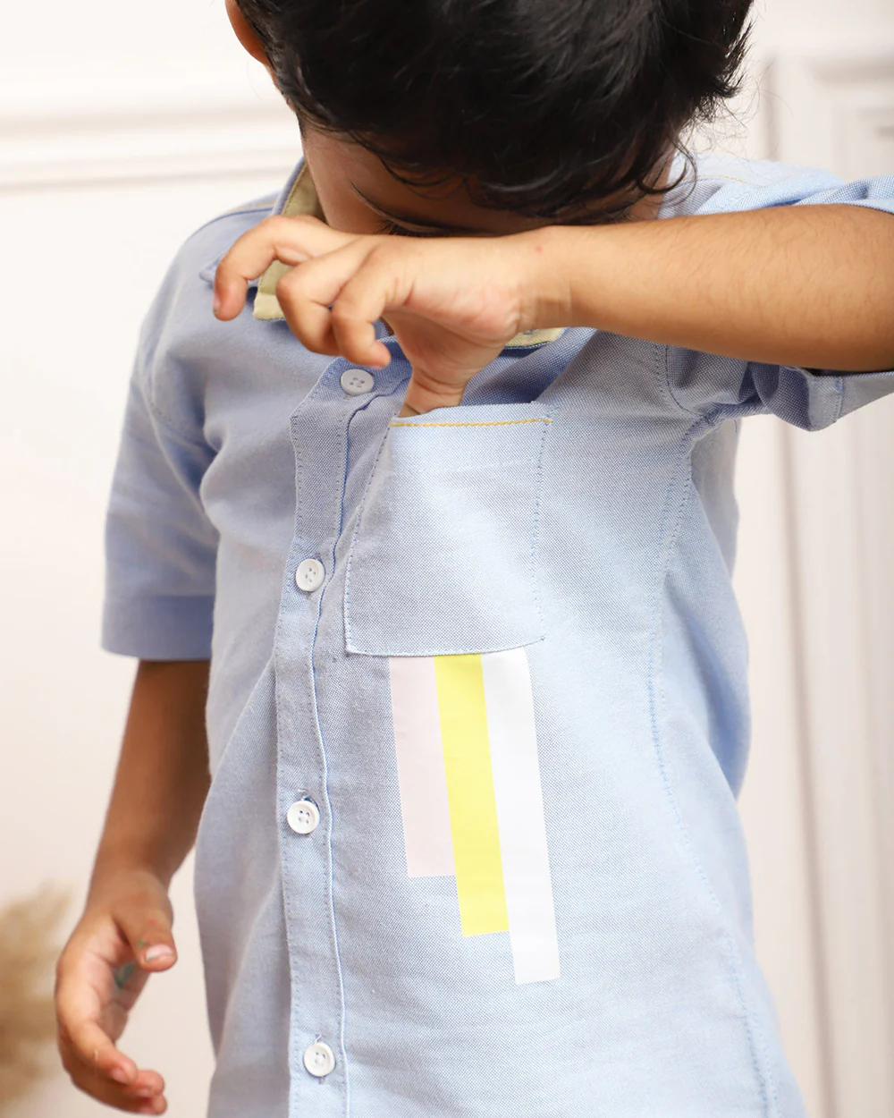 Polka Tots Blue Shirt-Solid-Cotton-For Infants - Image 3