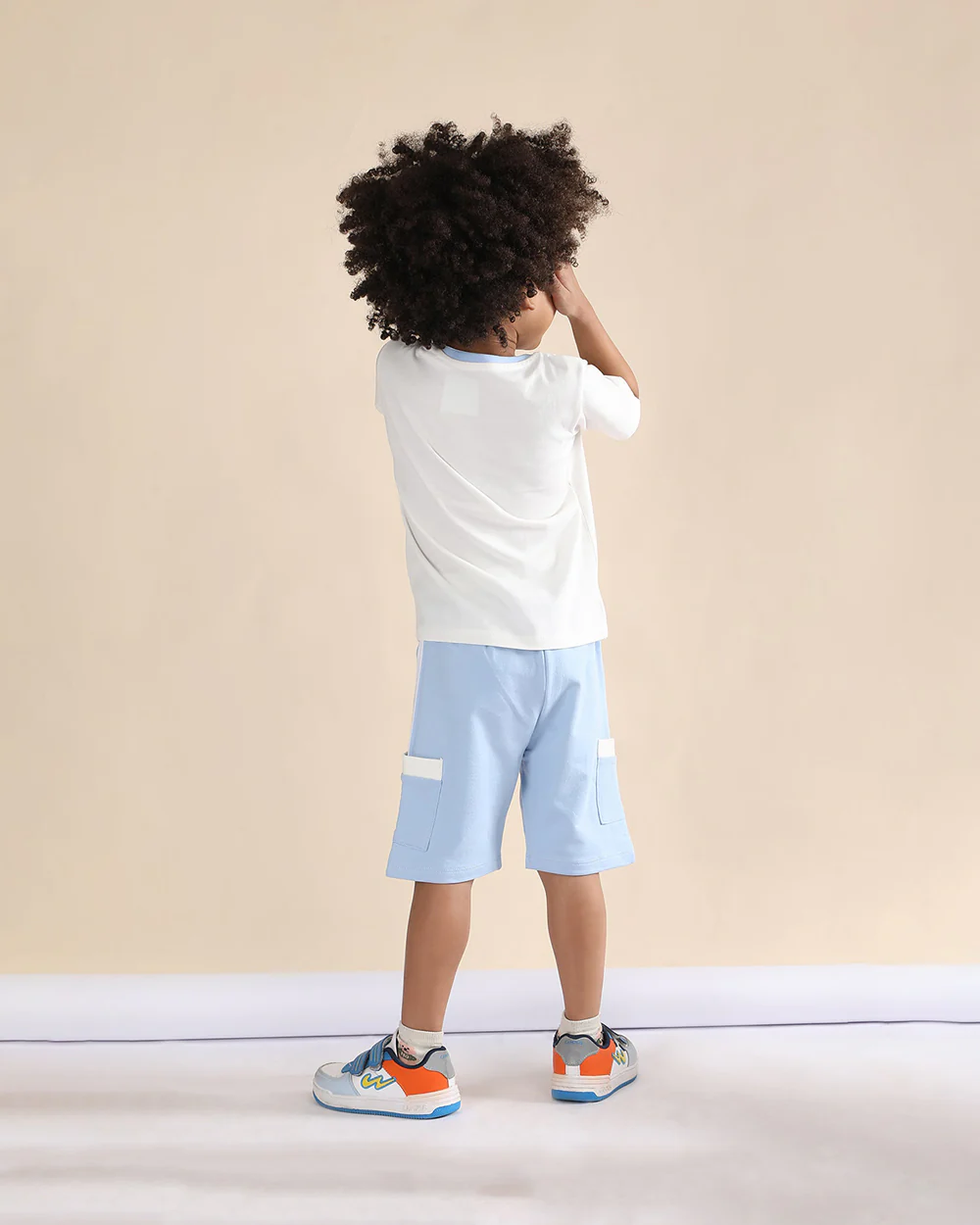 Polka Tots Blue T-shirt & Shorts Set-Laugh & Smile Print-Cotton-For Infants - Image 2