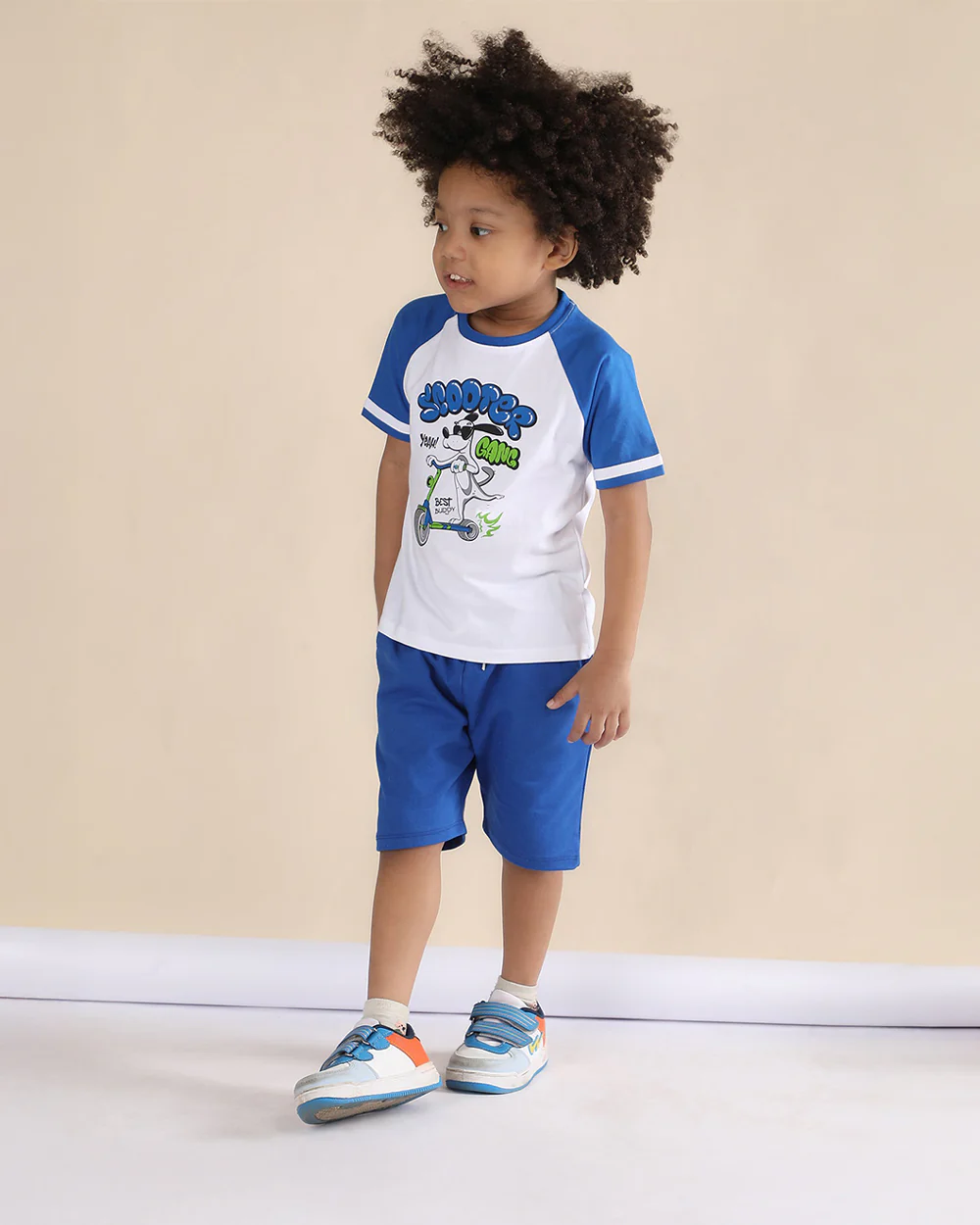 Polka Tots Blue T-shirt & Shorts Set-Scooter Gang-Cotton-For Infants - Image 4