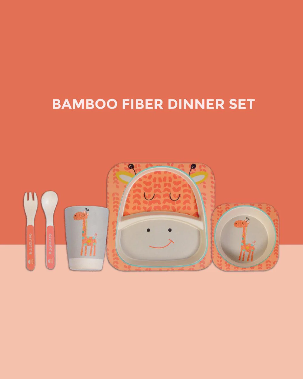 Polka Tots Eco Friendly Bamboo Fiber Dinner Set-Giraffe-Meal Sets - Image 2