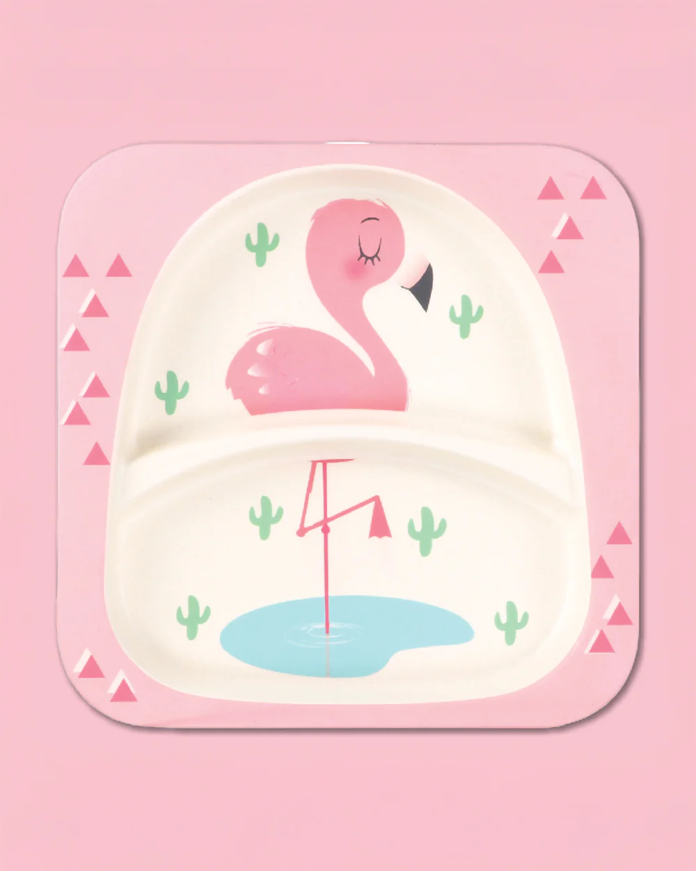 Polka Tots Eco-Friendly Bamboo Fiber Meal Set-Flamingo-Set of 5-For Feeding Infants - Image 3