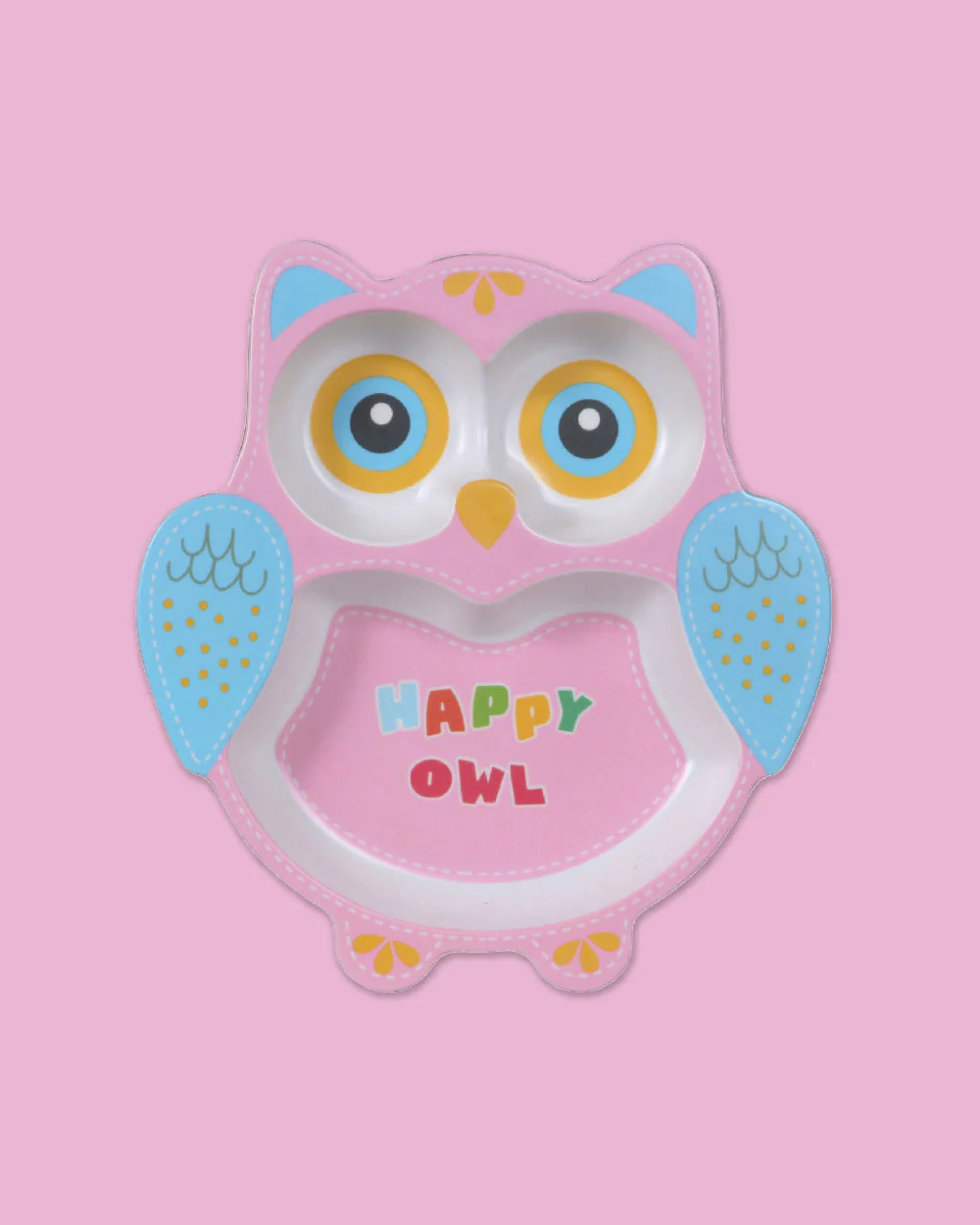 Polka Tots Eco-Friendly Bamboo Fiber Meal Set-Happy Owl-Set of 5-For Feeding Infants - Image 3