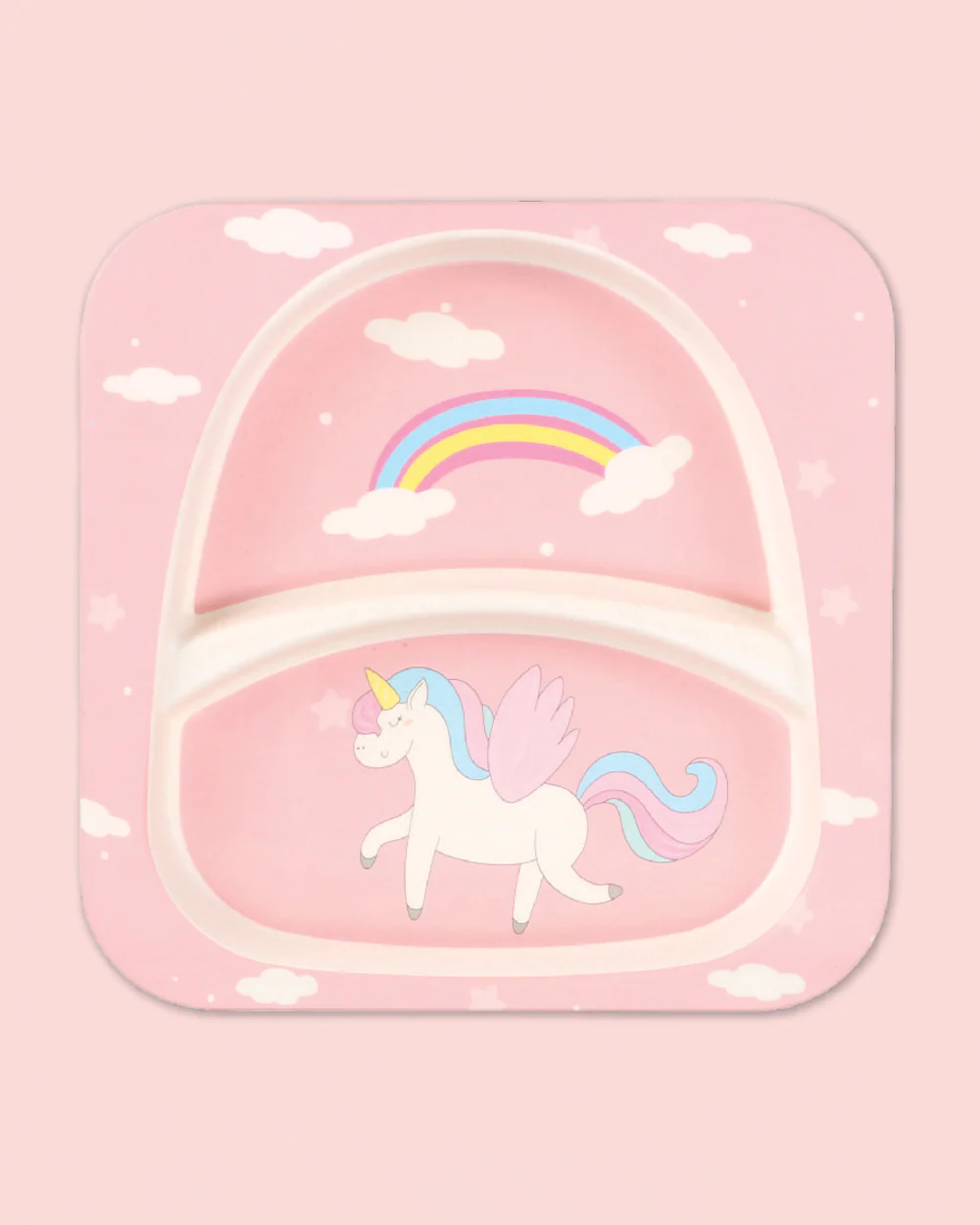 Polka Tots Eco-Friendly Bamboo Fiber Meal Set-Unicorn-Set of 5-For Feeding Infants - Image 3