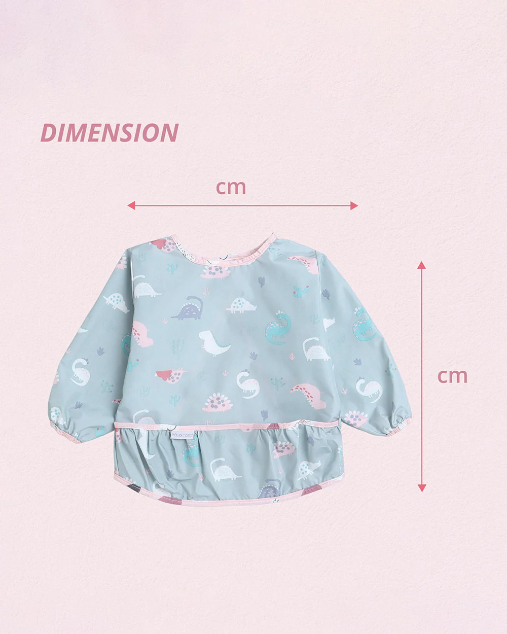 Polka Tots Full Sleeves Washable Waterproof Apron Feeding Bib-Dino - Image 6